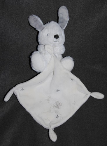 Doudou lapin blanc gris - blanc,