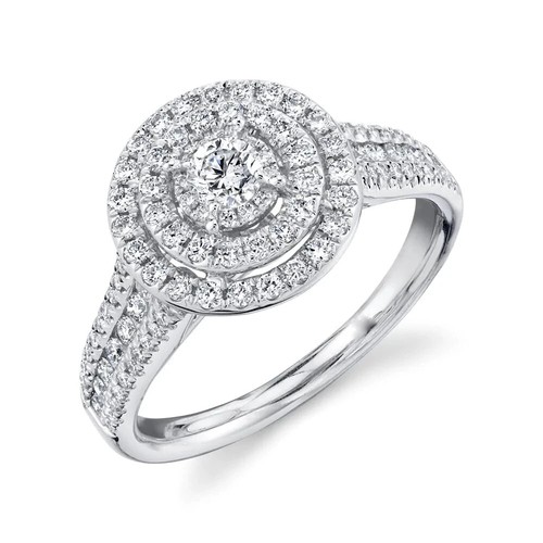 14k blanc diamant - 14k, rond