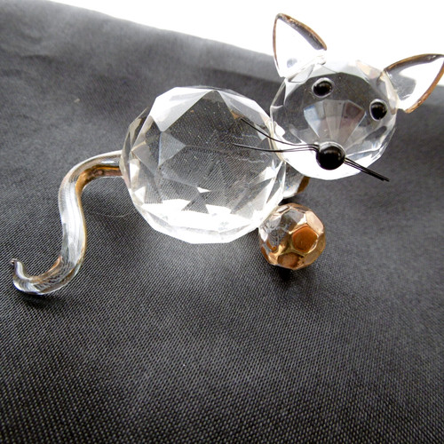 Chat verre facetté - verre,