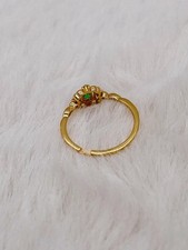 Bague anneau vermeil et pierre verte carré Argent 925 Millième (22 CT) 1,15g