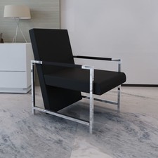Fauteuil magnifique avec pieds chromés Noir Fauteuil Chaise Moderne vidaXL