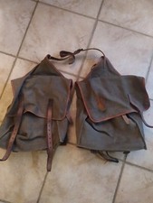 Paire  de Sacoches MILITAIRE VINTAGE en TOILE ET EN CUIR Anciennes 