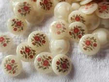 Lot 12 mignons boutons vintage créme  bouquet de fleur pied 1,2 cm ref 2918