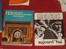 LOT MAROC livre FES 1982 et ALBUM DIAPO 48 DIAPOSITIVES ancien voyage ecole