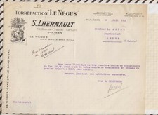 21/203 courrier LHERNAULT PARIS TORREFACTION LE NEGUS 1921