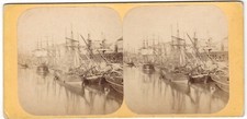 Rouen Instantané Quai des vaisseaux. Bateaux à quai Photo stereo marine ca 1865