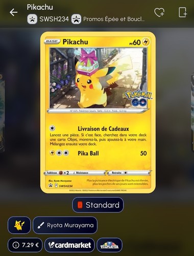 Carte pokémon pikachu - carte,