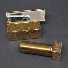Ancien Etui à Rouge à Lèvres Avec Miroir Métal Doré Décor Fleuries Marque Avon