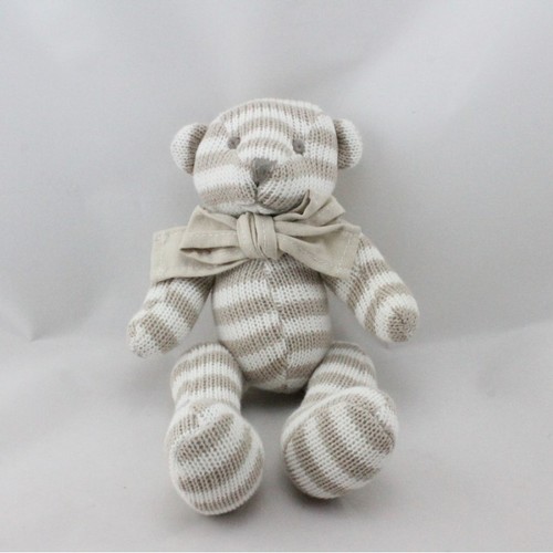 Doudou ours laine rayé - , beige