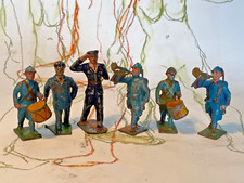 QUIRALU COFALU ALUDO ENSEMBLE DE 6 SOLDATS POILUS DÉFILÉ JOUET ANCIEN