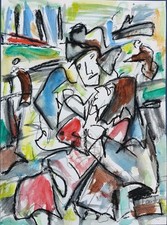 "Les amoureux ",gouache et Pastel sur papier 29,7/40cms