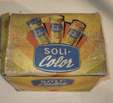 ancien carton de 12 tube soli-color de Solitaire Collection  Publicité  épicerie