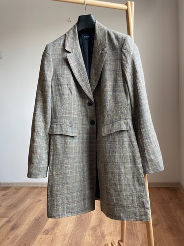 Manteau lin carreaux - manteau, à