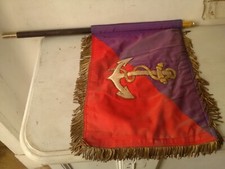 FANION INFANT MARINE DRAPEAU HAMPE BOIS LAITON ANCRE FLAG FAHNE MARIN 12e CD