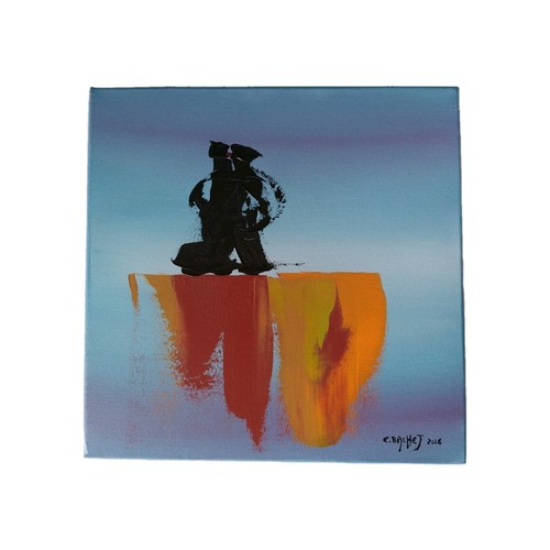 Tableau signé blue space - signé, 4"