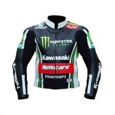 KAWASAKI Veste en Cuir de Moto Veste Motard en Cuir Veste en Cuir de Motard 50