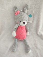 Doudou pantin Lapin rose blanc