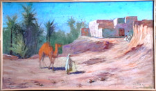 Ancien Tableau  Beau PASTEL scène ORIENTALISTE signé/situé GAFSA (Tunisie).