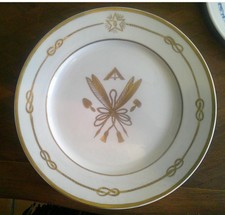 Assiette 25cm porcelaine décor or FRANC MACONNERIE FRANC MACON