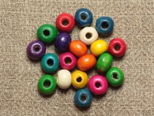 40pc - Perles Bois Rondelles 6x4mm Multicolores   4558550001214
