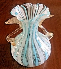 Vintage Latticino and zanfirico Murano vase