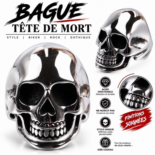 Bague tête mort crane - bague,