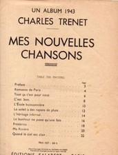Livret de Partitions : UN ALBUM 1943 -  CHARLES TRENET - MES NOUVELLES CHANSONS