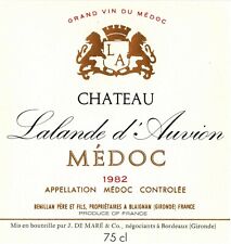 Etiquette Vin Médoc-1982-Château Lalande d'Auvion-Bénillan-grappe-vigne-N°450