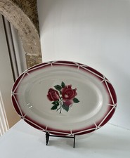 Digoin Sarreguemines ancien plat de service ovale modèle Cibon deo cuisine roses