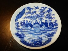 Ancienne Coupelle Petite Assiette Chine Décor Personnages Style Ming 18ème