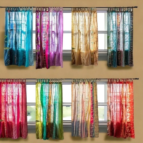 Rideau indien sari patchwork