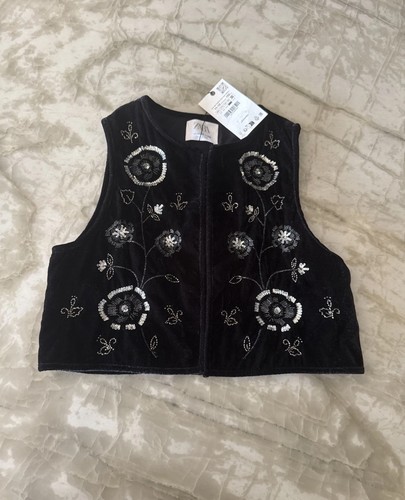Zara kids black velvet sequin - zara,