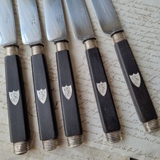 5 Couteaux en Argent et Ebene Début XIXè Silver Knives Early 19thC