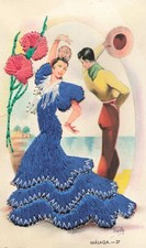 CPA FANTAISIE BRODÉE TENUE DANSE TRADITIONELLE MALAGA N°27 PAR IRAOLA