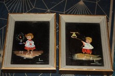 2 Tableaux miniatures sur verre  noël