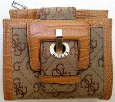 -GUESS Authentique portefeuille/porte-monnaie tissu/similicuir TBEG vintage 