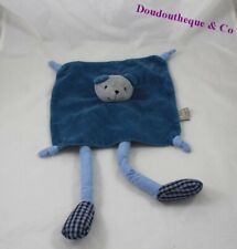 Doudou plat ours THEO ET INES bleu gris longues jambes (CEMO)