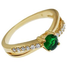 Bague Femme Plaqué Or et Oxyde Zirconium vert - Neuve - Taille 50 Disponible