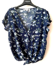 Top Jennyfer Bleu Marine Fleur Blanc Excellent état comme Neuf Taille XS