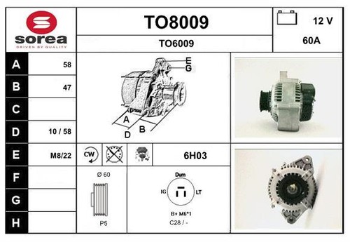 Alternateur snra to8009 toyota - to8009,