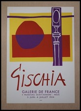 Léon GISCHIA : Exposition Galerie de France, affiche lithographie originale 1954