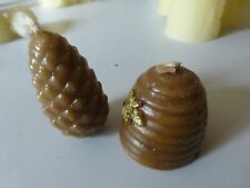 lot de 2 BOUGIES d'Eglise en CIRE D'ABEILLE TRÈS anciennes  1950 fab FRANCE brun