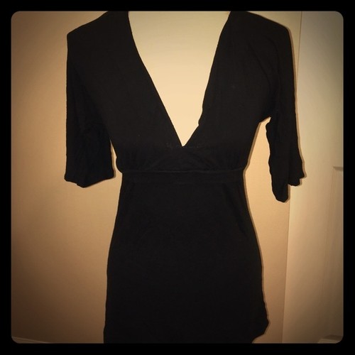 Ninety black vneck dress - ninety,