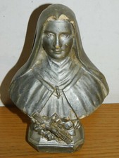 vintage ancien STATUE buste SAINTE Thérèse de Lisieux religieuse PLATRE chretien