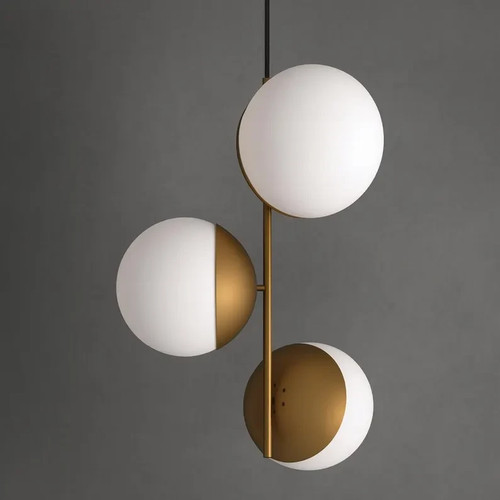 Lustre globe moderne laiton - lustre,