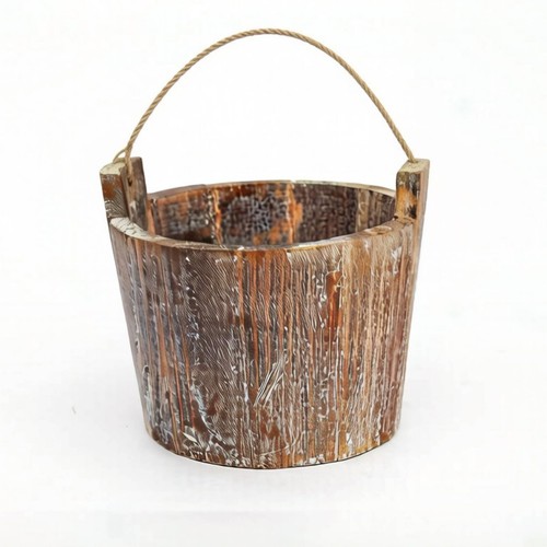 Seau planteur bois vieilli - planteur,