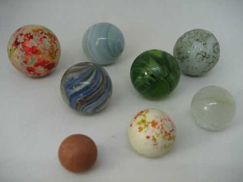 Ancien lot billes marbre - de, en