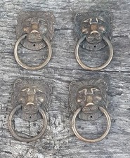 LOT DE 4  POIGNÉES ANCIENNE  AVEC ANNEAU  BRONZE TÊTE DE LION