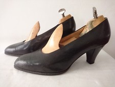 Escarpins-Trotteur  Lézard "Noir"  Années 1980  - -- "HAREL Paris"    -- T.38,5