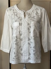 MAGNIFIQUE TOP BLOUSE GERARD DAREL T42 BLANC BELLE DENTELLE PETIT COL V